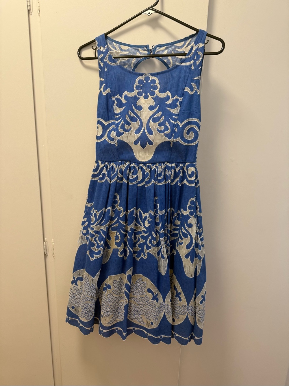 Tracy Reese Blue and White Sleeveless Mini Dress 0